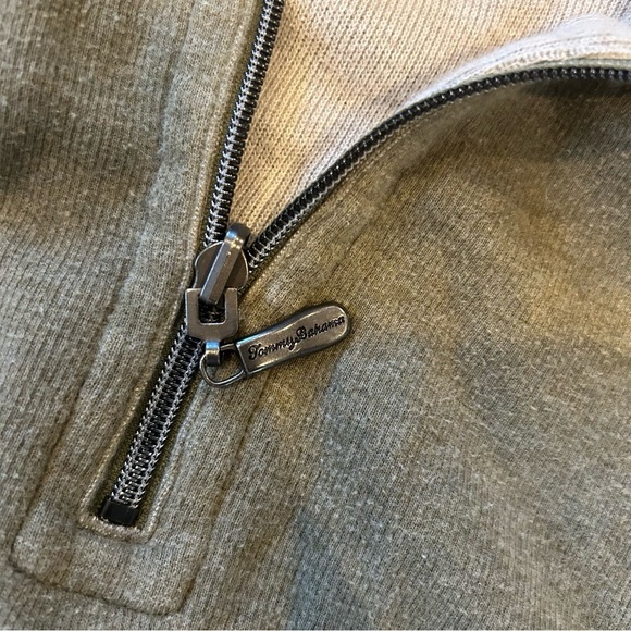 Tommy Bahama Mens XXL Olive Green Half-Zip Sweater PERFECT CONDITION - Picture 3 of 13